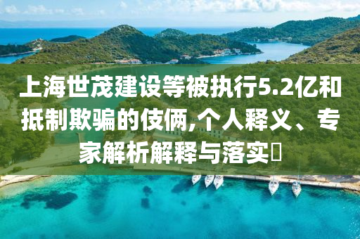 上海世茂建設等被執(zhí)行5.2億和抵制欺騙的伎倆,個人釋義、專家解析解釋與落實?