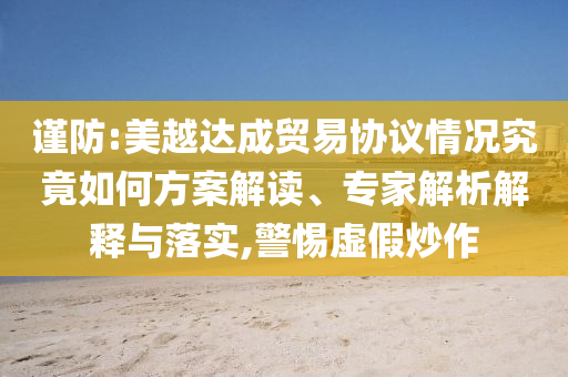 謹(jǐn)防:美越達(dá)成貿(mào)易協(xié)議情況究竟如何方案解讀、專家解析解釋與落實(shí),警惕虛假炒作