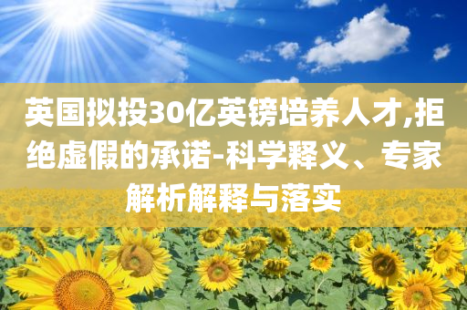 英國(guó)擬投30億英鎊培養(yǎng)人才,拒絕虛假的承諾-科學(xué)釋義、專(zhuān)家解析解釋與落實(shí)
