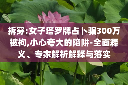 拆穿:女子塔羅牌占卜騙300萬被拘,小心夸大的陷阱-全面釋義、專家解析解釋與落實