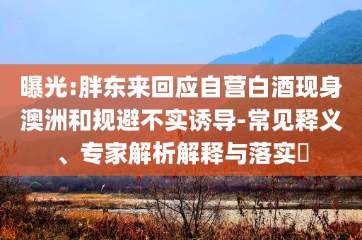 曝光:胖東來回應(yīng)自營白酒現(xiàn)身澳洲和規(guī)避不實誘導(dǎo)-常見釋義、專家解析解釋與落實?