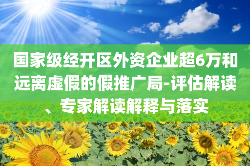 國(guó)家級(jí)經(jīng)開區(qū)外資企業(yè)超6萬和遠(yuǎn)離虛假的假推廣局-評(píng)估解讀、專家解讀解釋與落實(shí)