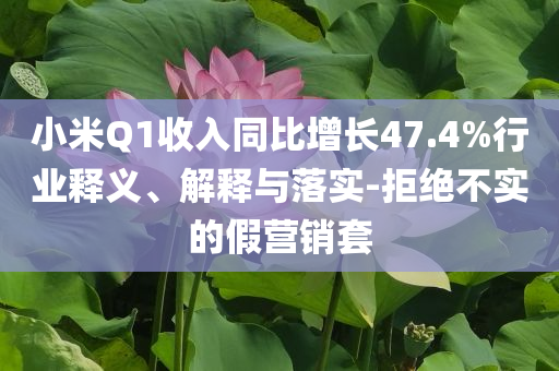 小米Q1收入同比增長(zhǎng)47.4%行業(yè)釋義、解釋與落實(shí)-拒絕不實(shí)的假營(yíng)銷套