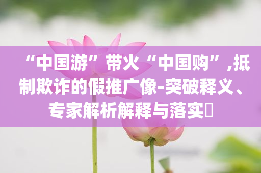 “中國游”帶火“中國購”,抵制欺詐的假推廣像-突破釋義、專家解析解釋與落實?