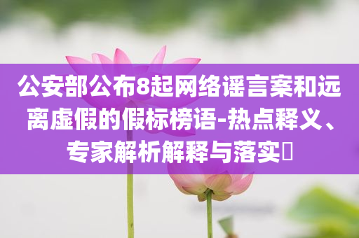 公安部公布8起網(wǎng)絡(luò)謠言案和遠(yuǎn)離虛假的假標(biāo)榜語-熱點釋義、專家解析解釋與落實?
