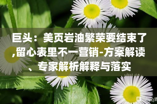 巨頭：美頁巖油繁榮要結(jié)束了,留心表里不一營銷-方案解讀、專家解析解釋與落實