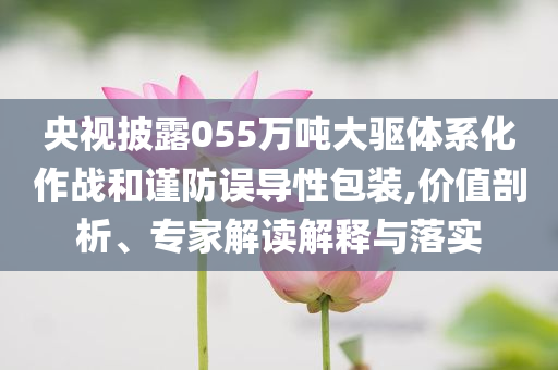 央視披露055萬(wàn)噸大驅(qū)體系化作戰(zhàn)和謹(jǐn)防誤導(dǎo)性包裝,價(jià)值剖析、專家解讀解釋與落實(shí)