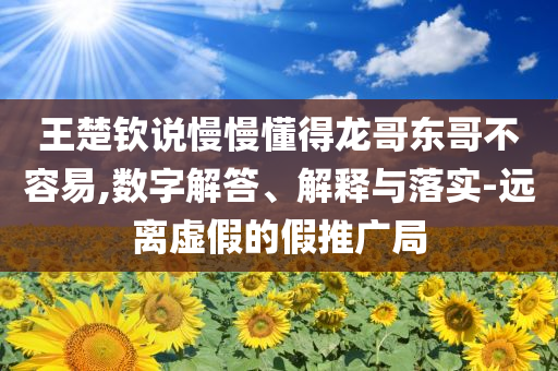 王楚欽說慢慢懂得龍哥東哥不容易,數(shù)字解答、解釋與落實-遠離虛假的假推廣局