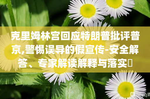 克里姆林宮回應(yīng)特朗普批評普京,警惕誤導(dǎo)的假宣傳-安全解答、專家解讀解釋與落實(shí)?