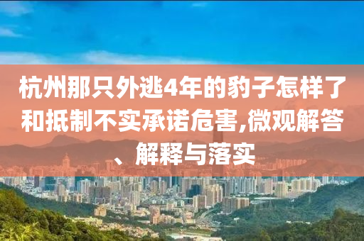 杭州那只外逃4年的豹子怎樣了和抵制不實承諾危害,微觀解答、解釋與落實