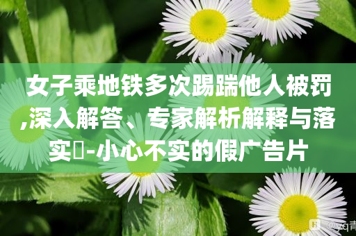 女子乘地鐵多次踢踹他人被罰,深入解答、專家解析解釋與落實?-小心不實的假廣告片