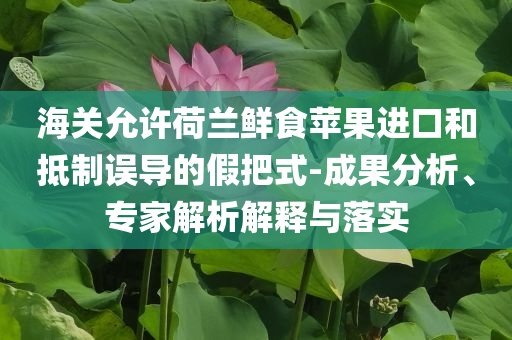 海關(guān)允許荷蘭鮮食蘋果進口和抵制誤導(dǎo)的假把式-成果分析、專家解析解釋與落實