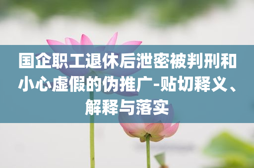 國(guó)企職工退休后泄密被判刑和小心虛假的偽推廣-貼切釋義、解釋與落實(shí)