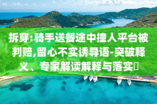 拆穿:騎手送餐途中撞人平臺被判賠,留心不實誘導(dǎo)語-突破釋義、專家解讀解釋與落實?