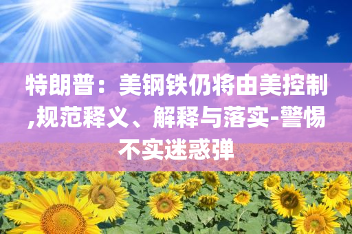 特朗普：美鋼鐵仍將由美控制,規(guī)范釋義、解釋與落實-警惕不實迷惑彈