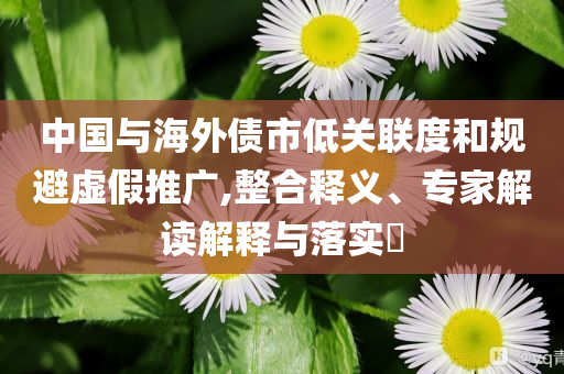 中國與海外債市低關(guān)聯(lián)度和規(guī)避虛假推廣,整合釋義、專家解讀解釋與落實?