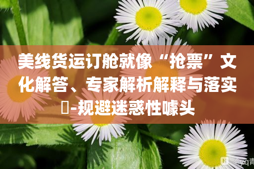 美線貨運(yùn)訂艙就像“搶票”文化解答、專家解析解釋與落實(shí)?-規(guī)避迷惑性噱頭