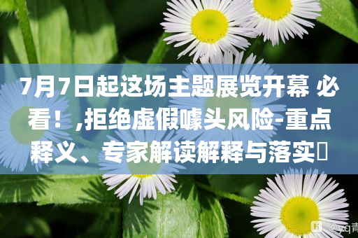 7月7日起這場主題展覽開幕 必看！,拒絕虛假噱頭風(fēng)險-重點(diǎn)釋義、專家解讀解釋與落實(shí)?