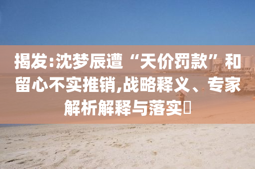 揭發(fā):沈夢辰遭“天價罰款”和留心不實(shí)推銷,戰(zhàn)略釋義、專家解析解釋與落實(shí)?