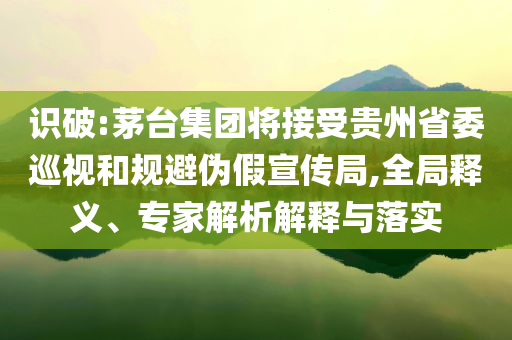 識破:茅臺集團(tuán)將接受貴州省委巡視和規(guī)避偽假宣傳局,全局釋義、專家解析解釋與落實(shí)