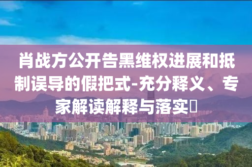 肖戰(zhàn)方公開告黑維權(quán)進展和抵制誤導的假把式-充分釋義、專家解讀解釋與落實?