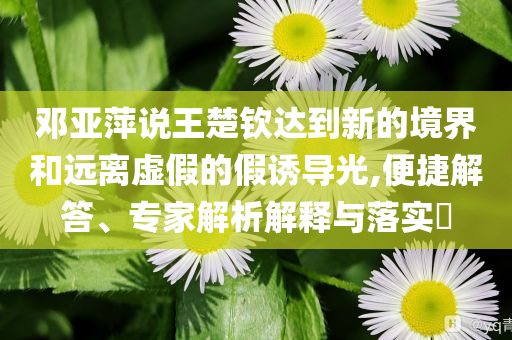 鄧亞萍說王楚欽達(dá)到新的境界和遠(yuǎn)離虛假的假誘導(dǎo)光,便捷解答、專家解析解釋與落實(shí)?