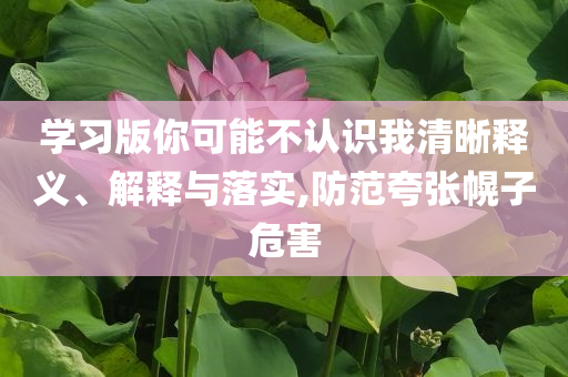 學(xué)習(xí)版你可能不認(rèn)識(shí)我清晰釋義、解釋與落實(shí),防范夸張幌子危害