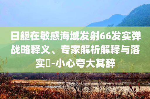 日艇在敏感海域發(fā)射66發(fā)實彈戰(zhàn)略釋義、專家解析解釋與落實?-小心夸大其辭