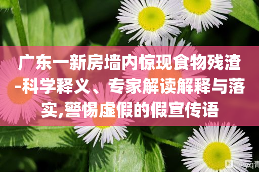 廣東一新房墻內(nèi)驚現(xiàn)食物殘渣-科學釋義、專家解讀解釋與落實,警惕虛假的假宣傳語