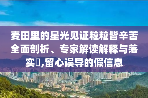 麥田里的星光見證粒粒皆辛苦全面剖析、專家解讀解釋與落實(shí)?,留心誤導(dǎo)的假信息