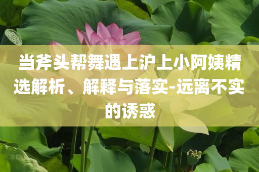 當(dāng)斧頭幫舞遇上滬上小阿姨精選解析、解釋與落實(shí)-遠(yuǎn)離不實(shí)的誘惑