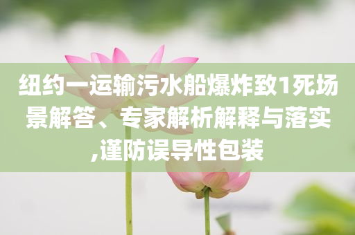 紐約一運(yùn)輸污水船爆炸致1死場景解答、專家解析解釋與落實,謹(jǐn)防誤導(dǎo)性包裝
