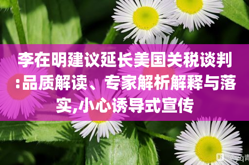 李在明建議延長美國關稅談判:品質解讀、專家解析解釋與落實,小心誘導式宣傳