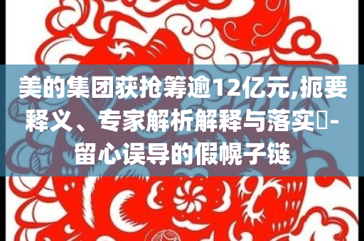 美的集團獲搶籌逾12億元,扼要釋義、專家解析解釋與落實?-留心誤導的假幌子鏈