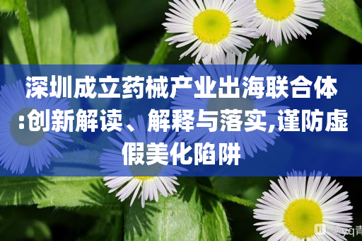 深圳成立藥械產(chǎn)業(yè)出海聯(lián)合體:創(chuàng)新解讀、解釋與落實(shí),謹(jǐn)防虛假美化陷阱