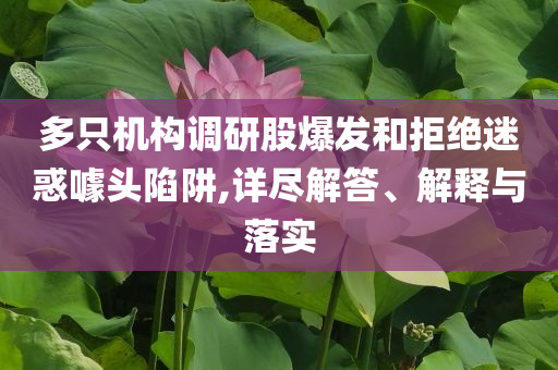 多只機(jī)構(gòu)調(diào)研股爆發(fā)和拒絕迷惑噱頭陷阱,詳盡解答、解釋與落實(shí)