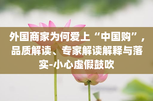 外國(guó)商家為何愛(ài)上“中國(guó)購(gòu)”,品質(zhì)解讀、專家解讀解釋與落實(shí)-小心虛假鼓吹