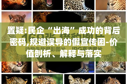 置疑:民企“出?！背晒Φ谋澈竺艽a,規(guī)避誤導(dǎo)的假宣傳困-價(jià)值剖析、解釋與落實(shí)