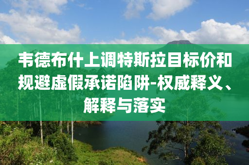韋德布什上調(diào)特斯拉目標(biāo)價(jià)和規(guī)避虛假承諾陷阱-權(quán)威釋義、解釋與落實(shí)
