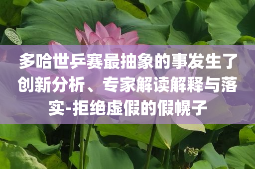 多哈世乒賽最抽象的事發(fā)生了創(chuàng)新分析、專家解讀解釋與落實(shí)-拒絕虛假的假幌子