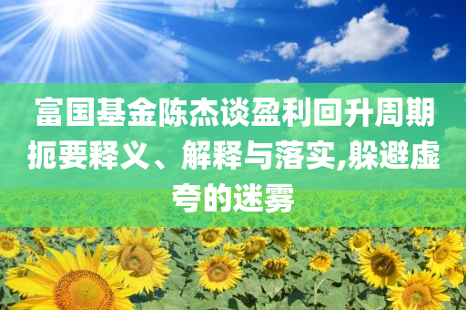 富國基金陳杰談?dòng)厣芷诙笠屃x、解釋與落實(shí),躲避虛夸的迷霧