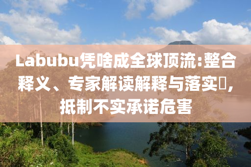 Labubu憑啥成全球頂流:整合釋義、專家解讀解釋與落實?,抵制不實承諾危害