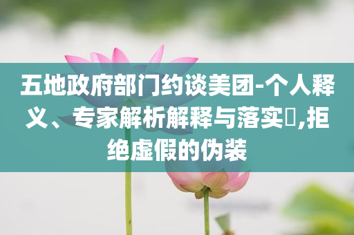 五地政府部門約談美團(tuán)-個(gè)人釋義、專家解析解釋與落實(shí)?,拒絕虛假的偽裝