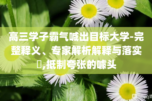 高三學子霸氣喊出目標大學-完整釋義、專家解析解釋與落實?,抵制夸張的噱頭