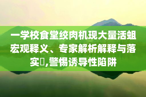 一學(xué)校食堂絞肉機(jī)現(xiàn)大量活蛆宏觀釋義、專家解析解釋與落實(shí)?,警惕誘導(dǎo)性陷阱
