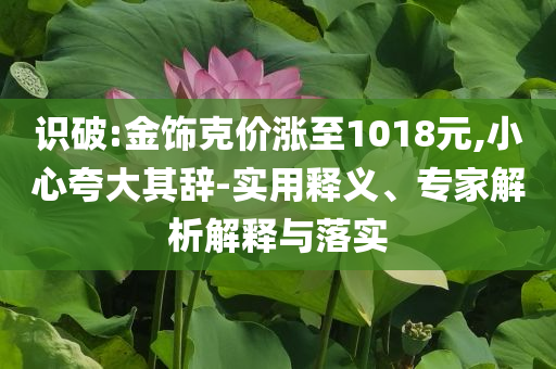 識(shí)破:金飾克價(jià)漲至1018元,小心夸大其辭-實(shí)用釋義、專家解析解釋與落實(shí)