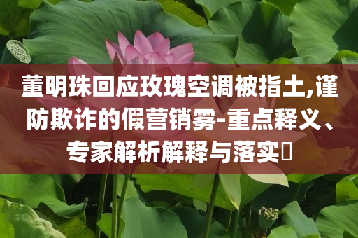 董明珠回應(yīng)玫瑰空調(diào)被指土,謹(jǐn)防欺詐的假營(yíng)銷(xiāo)霧-重點(diǎn)釋義、專(zhuān)家解析解釋與落實(shí)?
