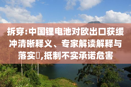 拆穿:中國(guó)鋰電池對(duì)歐出口獲緩沖清晰釋義、專家解讀解釋與落實(shí)?,抵制不實(shí)承諾危害