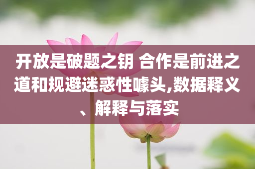 開放是破題之鑰 合作是前進(jìn)之道和規(guī)避迷惑性噱頭,數(shù)據(jù)釋義、解釋與落實(shí)