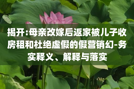 揭開:母親改嫁后返家被兒子收房租和杜絕虛假的假營(yíng)銷幻-務(wù)實(shí)釋義、解釋與落實(shí)